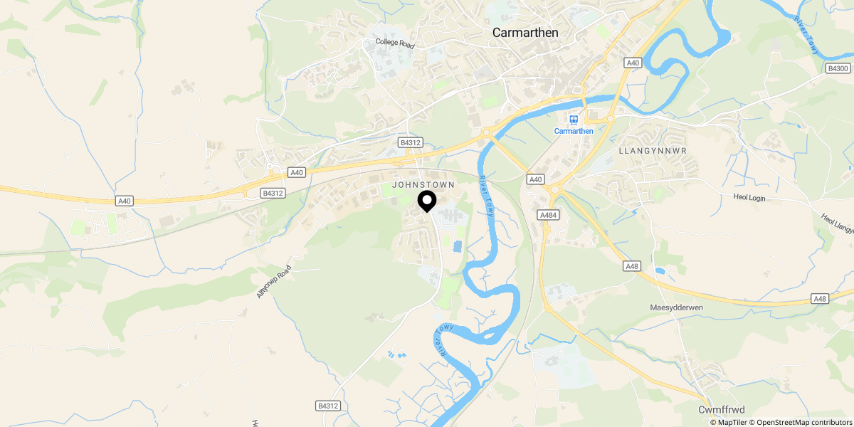 Approximate location of Plas Ystrad, Johnstown, Carmarthen, SA31 3PH