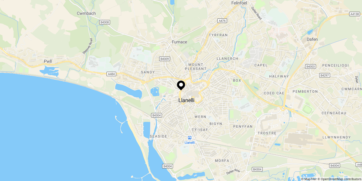 Approximate location of Coldstream Street, Llanelli, SA15 3BG