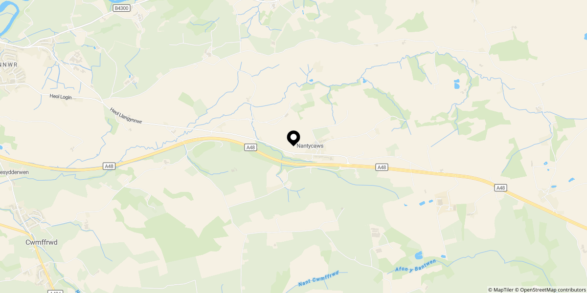 Approximate location of Nantycaws, Carmarthen, SA32 8EP