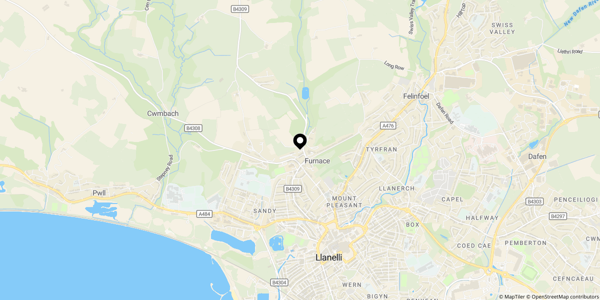 Approximate location of Cwm Terrace, Llanelli, SA15 4EU